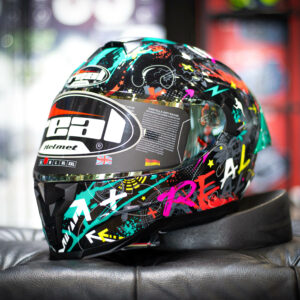 หมวกกันน็อค REAL รุ่น Falcon Spyder Black/Green