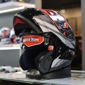 หมวกกันน็อคยกคาง MT ATOM SV Blumer Gloss Grey