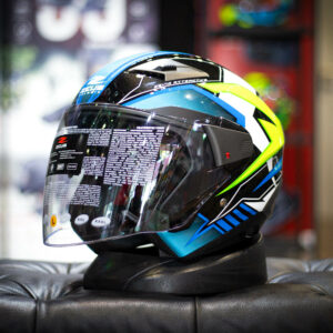 หมวกกันน็อค ZEUS ZS-611E ลาย Metalic Black Blue/Yellow