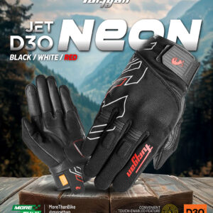 ถุงมือ Furygan รุ่น JET NEON D3O ลาย Black/White/Red
