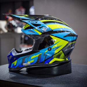 หมวกกันน็อควิบาก JUST1 รุ่น J39 Revo Blue/Yellow Fluo/Purple Gloss